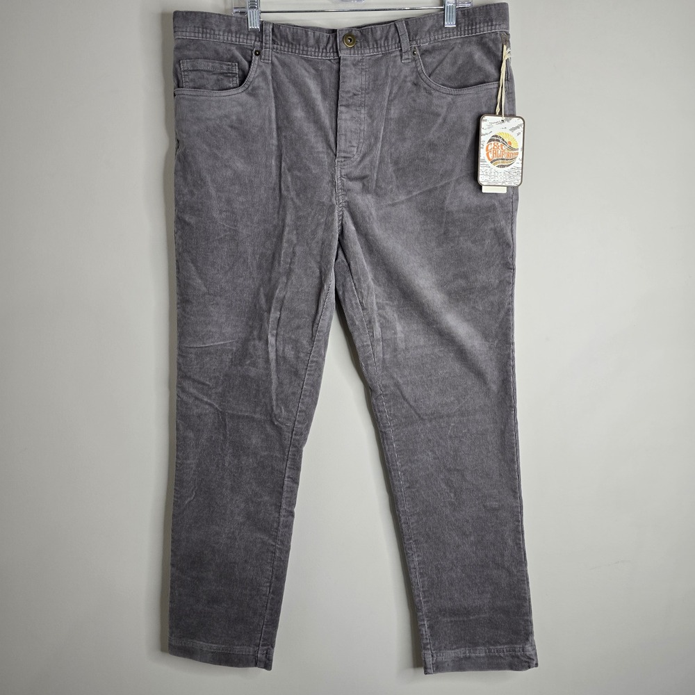 C&C California Mens Gray Corduroy Pants 38x30 Straight Leg Stretch Fine Wale NEW